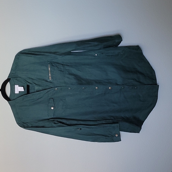 Soft surroundings Shirttail Casual green silk blend long sleeve tunic medium - Picture 1 of 8
